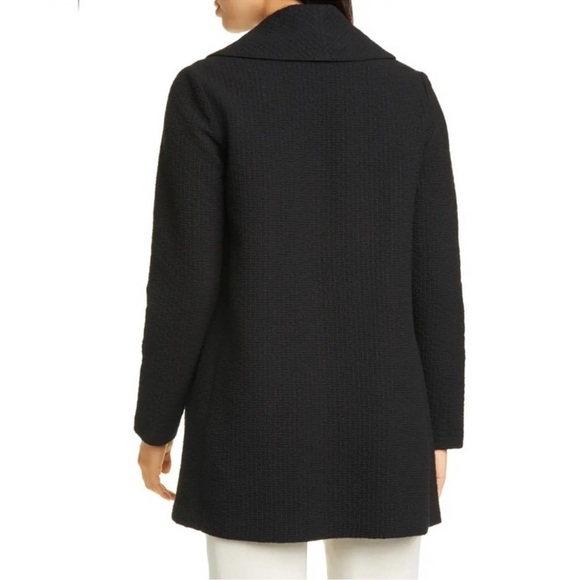 Eileen Fisher Black Shawl Collar Open Jacket Textured Pockets Excellent Size L - Picture 4 of 11